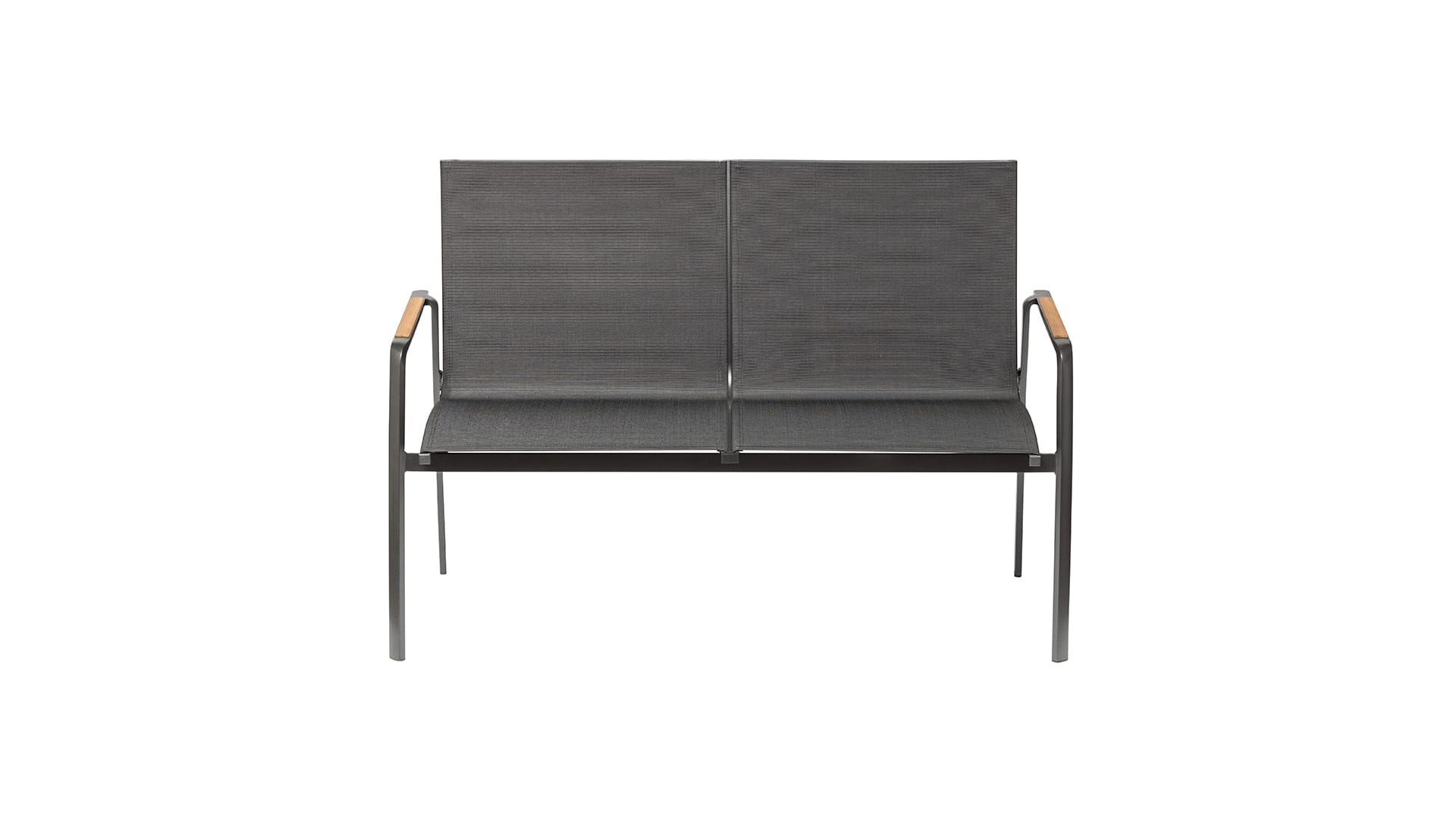 Kettler DIAMOND 2er Bank, anthrazit/ charcoal, Aluminium/Outdoorgewebe/Teakholz
