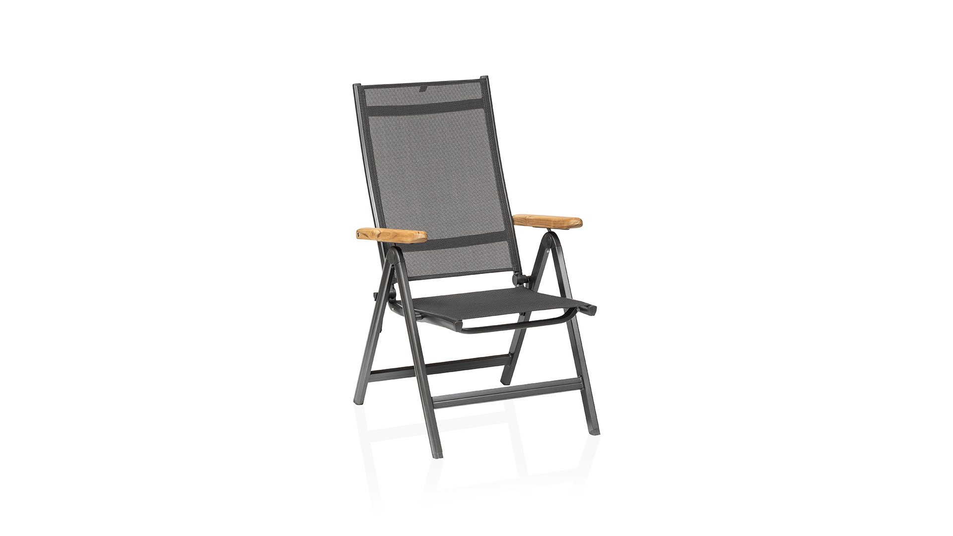 Kettler GRANADA Multipositionssessel, anthrazit/anthrazit, Aluminium/Outdoorgewebe/Teakholz