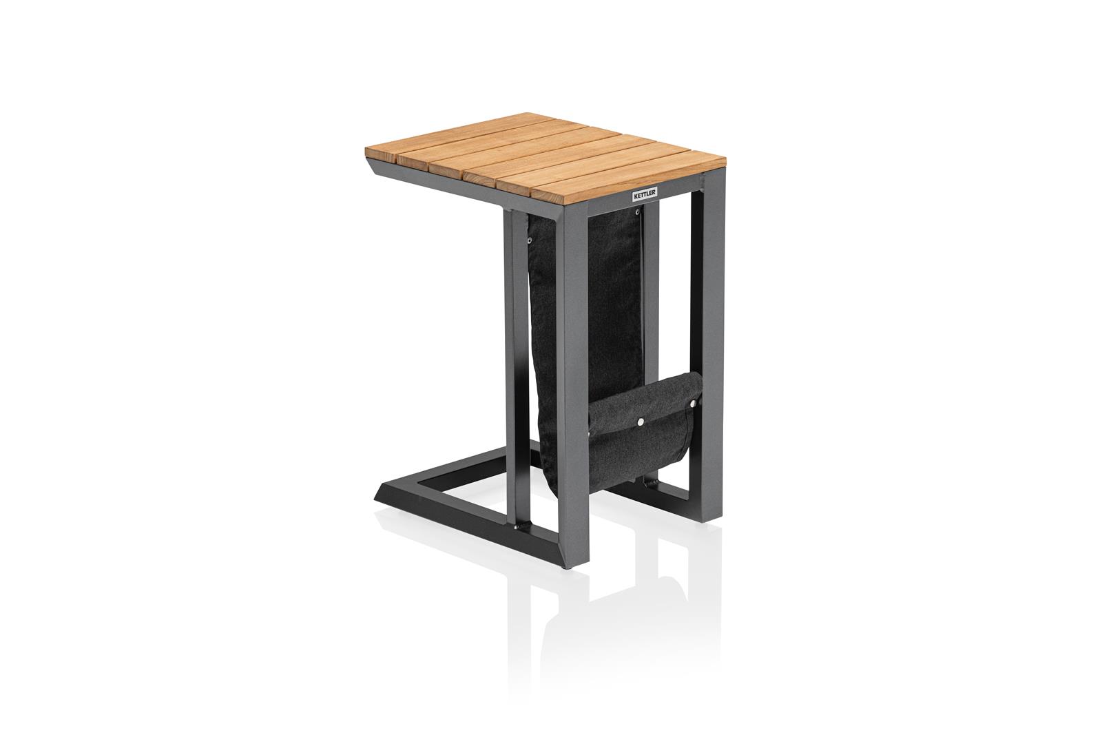Kettler Ocean Skid Universal Beistelltisch, anthrazit, Aluminium mit Teak-Tischplatte