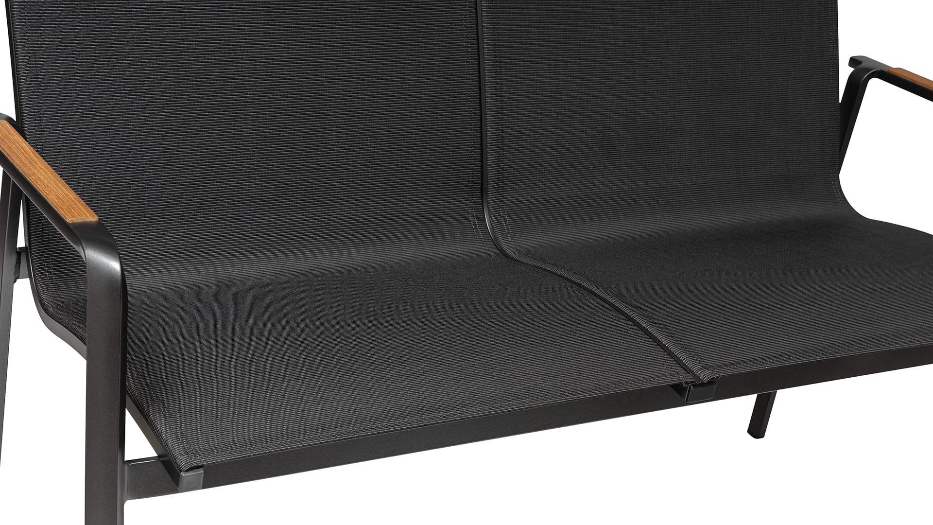 Kettler DIAMOND 2er Bank, anthrazit/ charcoal, Aluminium/Outdoorgewebe/Teakholz