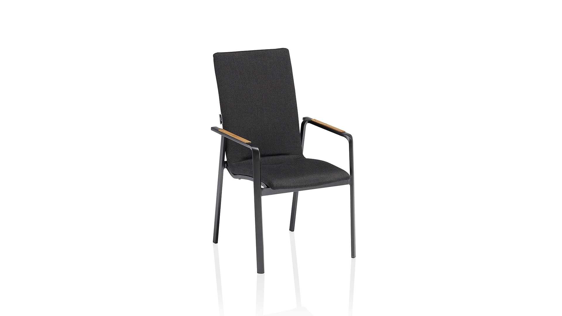 Kettler DIAMOND Stapelsessel mit hoher Rückenlehne Sunbrella anthrazit/sooty, Armlehne Teak